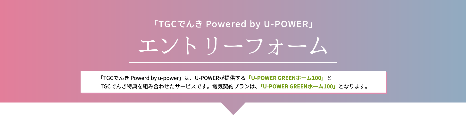 「TGCでんき Powered by U-Power」エントリーフォーム